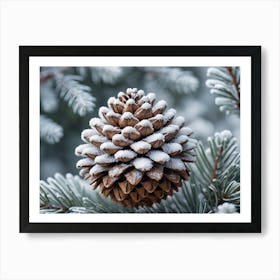 Snowy Pine Cone Art Print