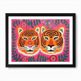 Bengal Tiger 2 Folk Style Animal Illustration Art Print