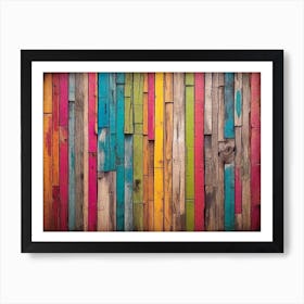 Colorful wood plank texture background 17 Art Print