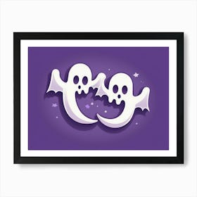 Ghosts On A Purple Background Art Print