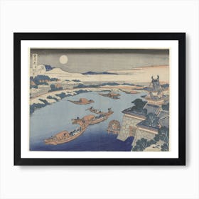 Moonlight On The Yodo River (Yodogawa), Katsushika Hokusai Art Print