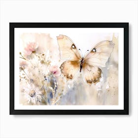 Butterfly And Flowers Art Print