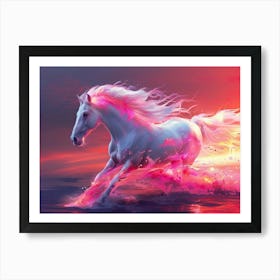 Horse Running In The Water 1 Art Print