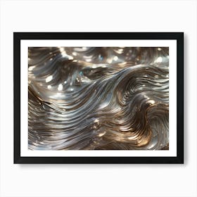 Abstract Silver Wavy Texture Art Print