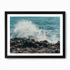 Wave Crashing On Rocks Art Print