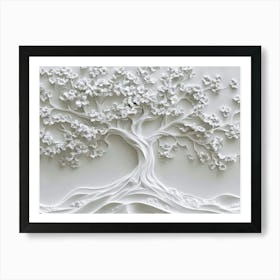 3d Relief White Tree 4 Poster