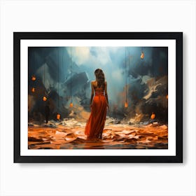 Woman In A Red Dress 1 Art Print