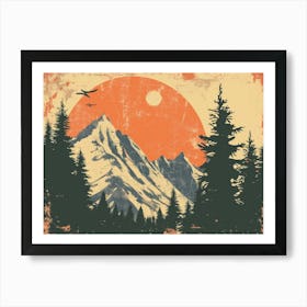 Retro Mountains 1 Art Print