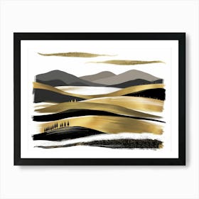 Gold And Black Landscape Art Print