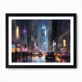 New York City At Night Paintings Art Print 1 Art Print