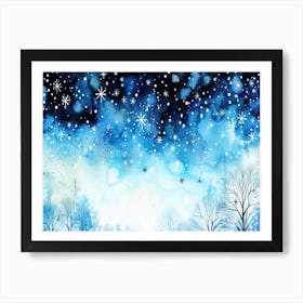 Blizzard Winter Wonderland - Winter Sky With Snowflakes Art Print