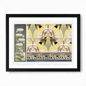 Dragonflies, Umbellate Butome, Water Lilies Panel, Maurice Pillard Verneuil Art Print