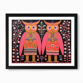 Owl 1 Folk Style Animal Illustration Art Print