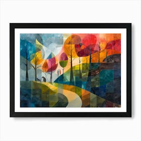 Walk In The Woods, Cubism Art Print