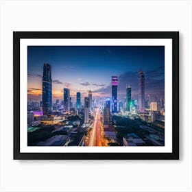 Bangkok Cityscape Set In The Distant Future Where Multiple High Tech Gadgets And Advanced Machinery (5) Art Print