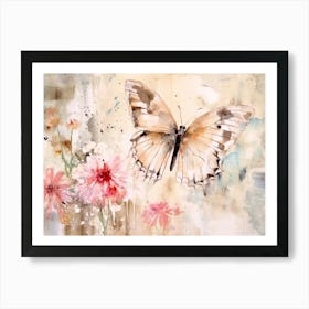 Butterfly And Flowers 4 Art Print