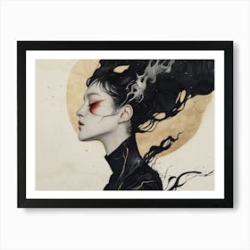 Girl With Black Hair Art Print