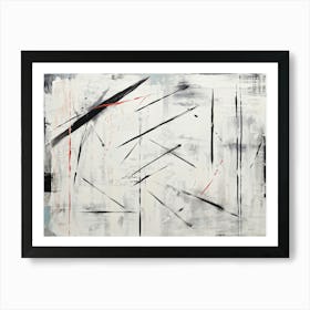 Abstract Design Guided By Hand Drawn Arrows And Markings Sketched With Intuitive Lines On Textured Art Print