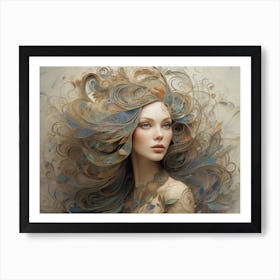 Woman With Long Hair Art Print