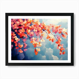 Elegant Colorful with Vibrant Flower Hanging Branches 12 Art Print