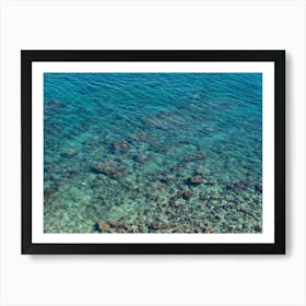 Aerial view of a bay with blue sea water Art Print