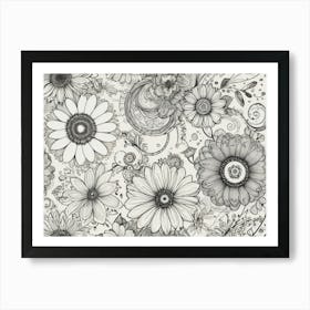 Black And White Flowers Art Print