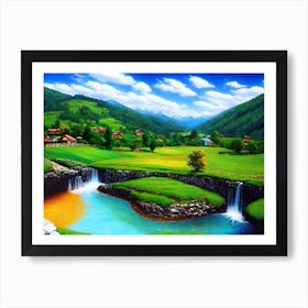 Waterfall In The Valley Art Print