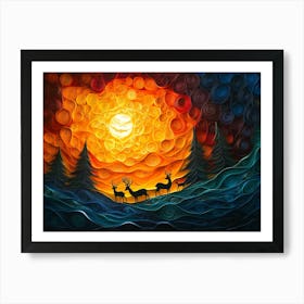 Paper Quilling Forest Landscape Art Print