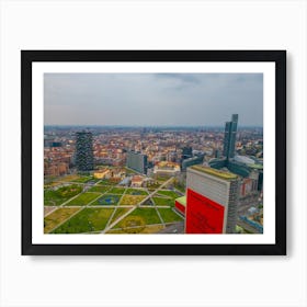 Stampa di Milano. Skyscrapers view from above. Aerial Photography Art Print