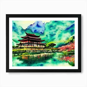 Temple Garden In Spring Bloom  Art Print