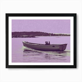 Purple Boat In The Water Art Print