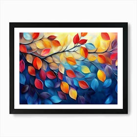 Elegant Colorful Tree with Vibrant Leaves Hanging Branches 18 Art Print