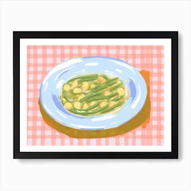 A Plate Of Green Beans, Top View Food Illustration, Landscape 1 Art Print