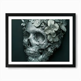 Skull With Flowers 2 Art Print