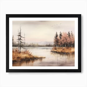 A Painting Of A Lake In Autumn 79 Art Print