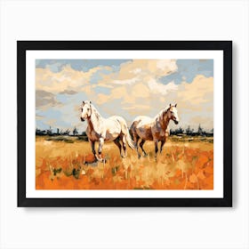 Horses Painting In Wyoming, Usa, Landscape 3 Art Print