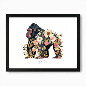 Little Floral Gorilla 1 Poster Art Print