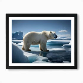 Polar Bear On Ice Floes Art Print