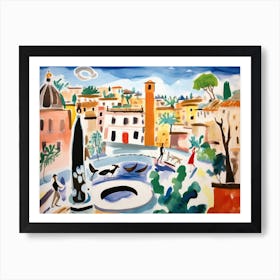 Rome Italy Cute Watercolour Illustration 2 Art Print