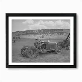 Homemade Tractor Made Of Old Lincoln Car Which Is Now Lifting Power For Hay Stacker, Ouray County, Colorado By Art Print