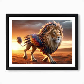 Lion-Bird in the Desert Fantasy Art Print