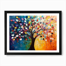 3d Tree of Life Abstract Features A Colorful Hanging Branches And Multicolored Art Print