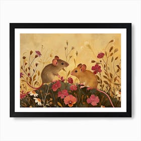 Floral Animal Illustration Mouse 3 Poster