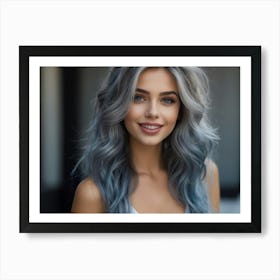 Blue Haired Girl Art Print