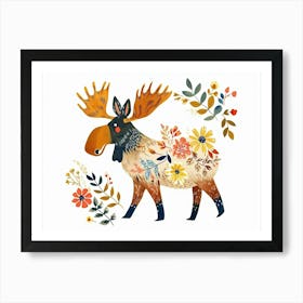 Little Floral Moose 1 Art Print