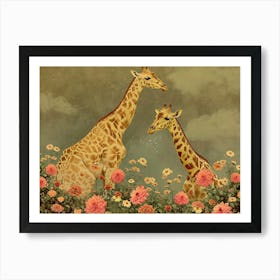 Floral Animal Illustration Giraffe 1 Art Print