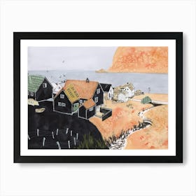 House On The Beach Island Poster Collage Art Print