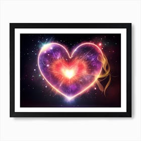 A Colorful Glowing Heart On A Dark Background Horizontal Composition 8 Art Print