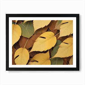 A Collection Of Overlapping Yellow And Green Leaves, Creating An Autumnal Background With Warm And Earthy Tones Art Print