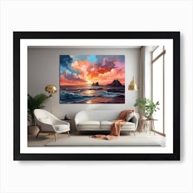 Sunset Over The Ocean living room wall art Art Print